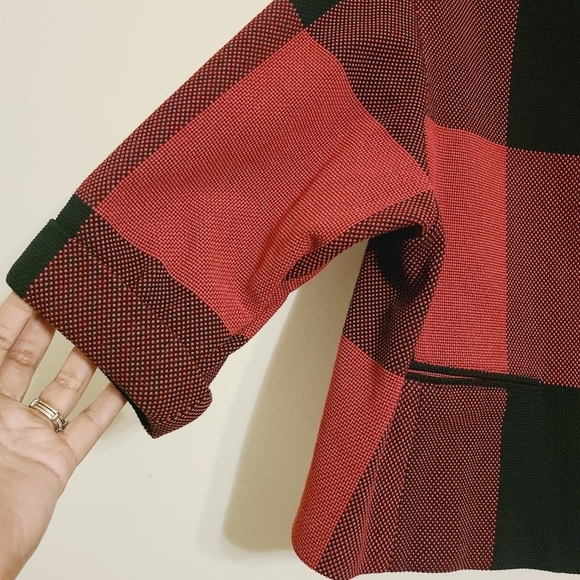 Neil Barrett | Women's Plaid Red and Black Cropped Jacket (Size Large) - Picture 5 of 13